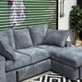 Grey Cord 3 Seater Corner Chaise - Like New Image 2