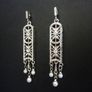 Art Deco Dangle Drop Silver Statement Earrings Image 2