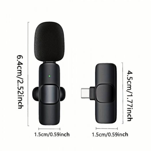K60 Wireless Lavalier Microphone | Clip-On Mic for iPhone & Android USB-C - 08311