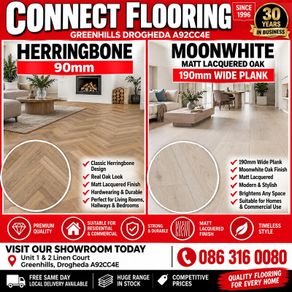 Engineered oak herringbone/ plank floor