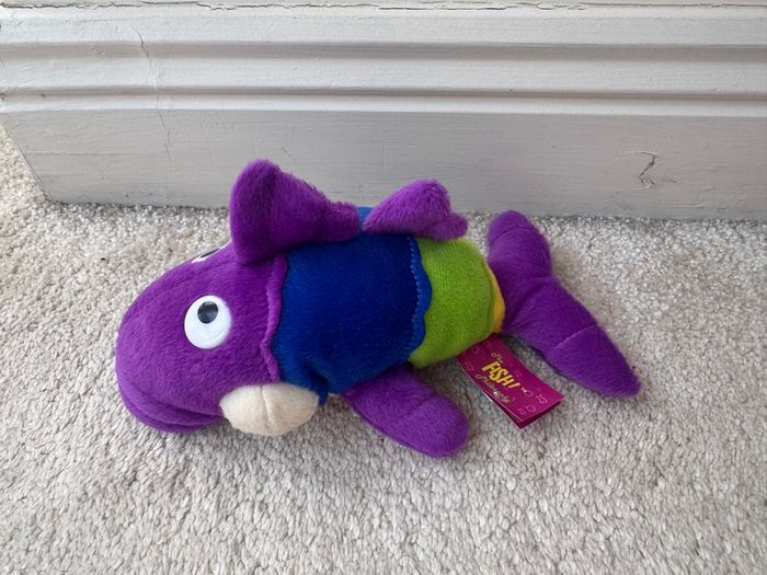 Fiesta The Fish Philosophy Pete The Perch Purple Plush Fish approx. 20 cm. long Used Please see photos