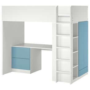 DOUBLE-DECKER with desk and wardrobe