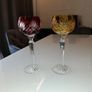Pair of mid century coloured crystal wine glasses Image 2
