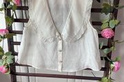 top Zara size large statement collar top 100% linen
