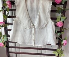 top Zara size large statement collar top 100% linen