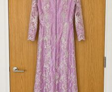 Elegant Lilac Lace Embroidered Evening Maxi Dress with Beaded Detail