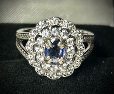 Blue Sapphire and White Topaz 925 Silver Ring