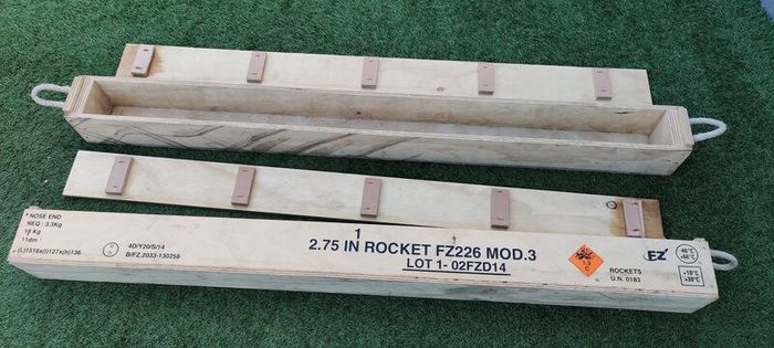 2 x Empty ex-army 2.75 IN Rocket Crates ammunition boxes