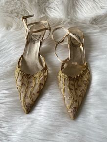 Marian Pointed Toe Mesh Slingback Kitten Heels