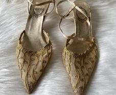 Marian Pointed Toe Mesh Slingback Kitten Heels