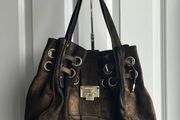 Jimmy Choo Bronze Metallic Suede Ramona Bag