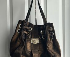 Jimmy Choo Bronze Metallic Suede Ramona Bag