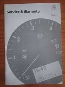 Toyota Service History Book Blank For All Models
