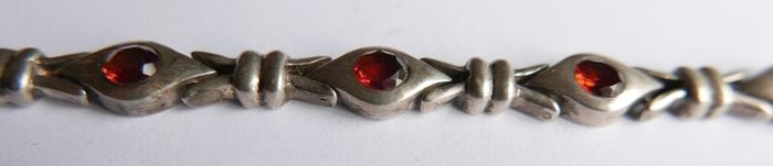 Vintage Natural Garnet and Sterling Silver 925 Bracelet, hallmarked Bracelet. length 7,5" - 26,1g
