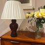 Please Check Photos- Mid Century Oxblood glazed Ginger Jar Table Lamps (2)  with off white pleated empire shade Image 6