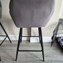 4 x Grey Velvet Bar Stools Image 4