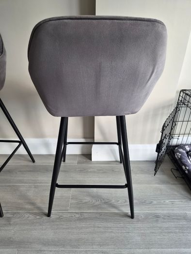 4 x Grey Velvet Bar Stools
