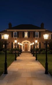 Set of 12 cast iron avenue lamps