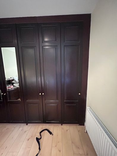 Large Fitted Wardrobe  Dark Wood with Mirrored Doors ono
