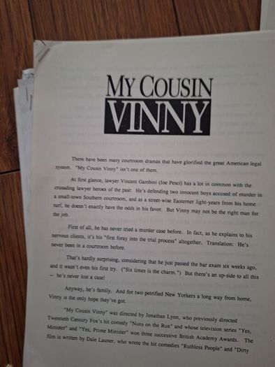 Job Lot Of Press Kit Production Notes And Synopsis