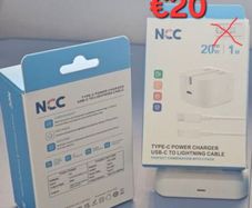 Latest Iphone NCC Type-C Charger (20W Fast Uk 3 pin wallplugadaptor) & USB-C to Lightning Cable (1M) Combo FOR Iphone.