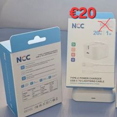 Latest Iphone NCC Type-C Charger (20W Fast Uk 3 pin wallplugadaptor) & USB-C to Lightning Cable (1M) Combo FOR Iphone.