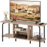 Oak TV Unit for 55 Inch TV,120cm Wooden TV Cabinets for Living Room,Oak TV Stand Cabinet with Arch Details & Rounded Edges, Modern Media Console Table with Open Gaming Entertainment Center Shelves Image 4