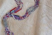 Per Una Tiny Bead Long Necklace with Silver Metal and Thread Details