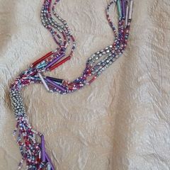 Per Una Tiny Bead Long Necklace with Silver Metal and Thread Details