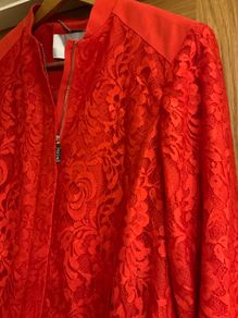Preen ladies designed red bomber lace jacket