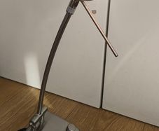 Brushed Metal Halogen / LED Desk Lamp with Dimmer & Adjustable Arm