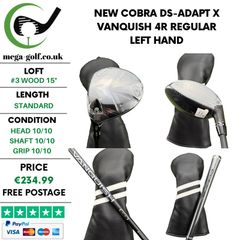 New Cobra DS-Adapt X #3 Wood 15 Degree / Vanquish 4R Regular / Left Hand