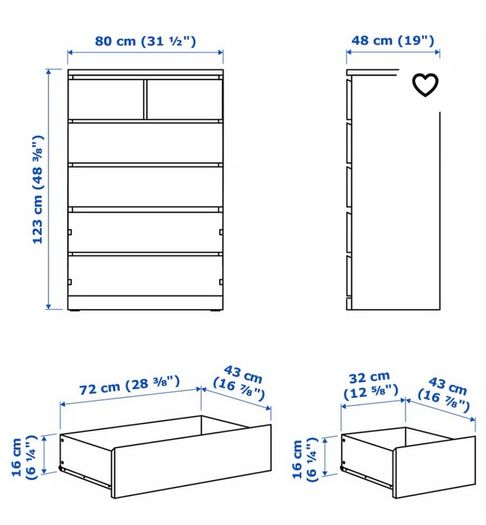Ikea MALM Chest of Drawers