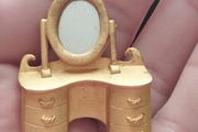 Rare Matte Gold Mirror Vanity Brooch, Vintage 1950.
