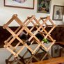 Vintage Wooden Accordion 8 Bottle Wine Rack Brass Rivets Countertop Wood Rustic Cottagecore Old Country Farmhouse Image 10