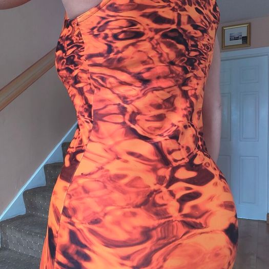 Orange Spandex Bodycon dress, size M