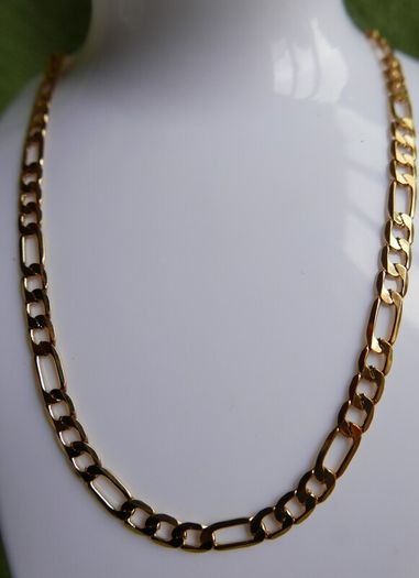 Men's 24K Yellow Gold Plated Figaro Necklace Link Chain 20" 16,56 grams