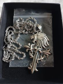Final Fantasy VIII Necklace S925 Sterling Silver Sleeping Lion Heart Cross Pendant Cosplay Jewelry Accessories