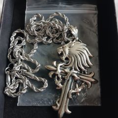 Final Fantasy VIII Necklace S925 Sterling Silver Sleeping Lion Heart Cross Pendant Cosplay Jewelry Accessories