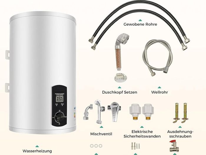 30 L Hot Water Boiler 2000 W Wall Hanging Electric Storage Heating Output Boiler