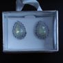 New pack of earrings, silver tone with light green insert Image 2