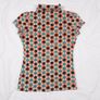 Smashed Lemon Orange Green 70s Vintage Retro Floral Geometric Pattern Polo Shirt Top Size S Image 6