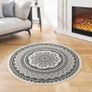 FREE P&P 4ft Circle Rug Round Area Rug Cotton Woven Rug with Tassels Boho Rug Washable Mandala Printed Carpet Indoor Floor Mat for Bedroom Living Room Kitchen Image 2