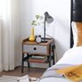 Bedside Tables, Industrial Nightstand, End Table with Removable Fabric Drawer, Mesh Shelf, Metal Frame, for Living Room, Bedroom, Balcony, Rustic Brown Image 2