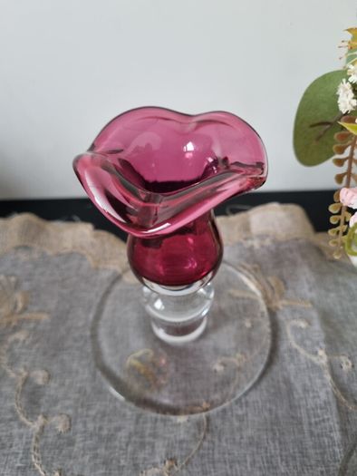 Vintage Royal Scot Cranberry Glass Candle  Holders
