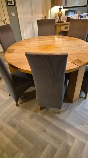 solid oak dining table.