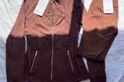 Blue lululemon full set jacket and leggings size medium