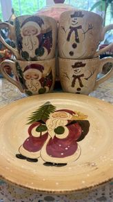 Christmas Mugs and Plate Heavy Ceramic