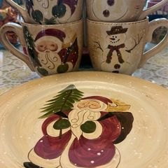 Christmas Mugs and Plate Heavy Ceramic