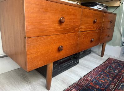 Mid Century 6 Draw Low Chest of Drawers